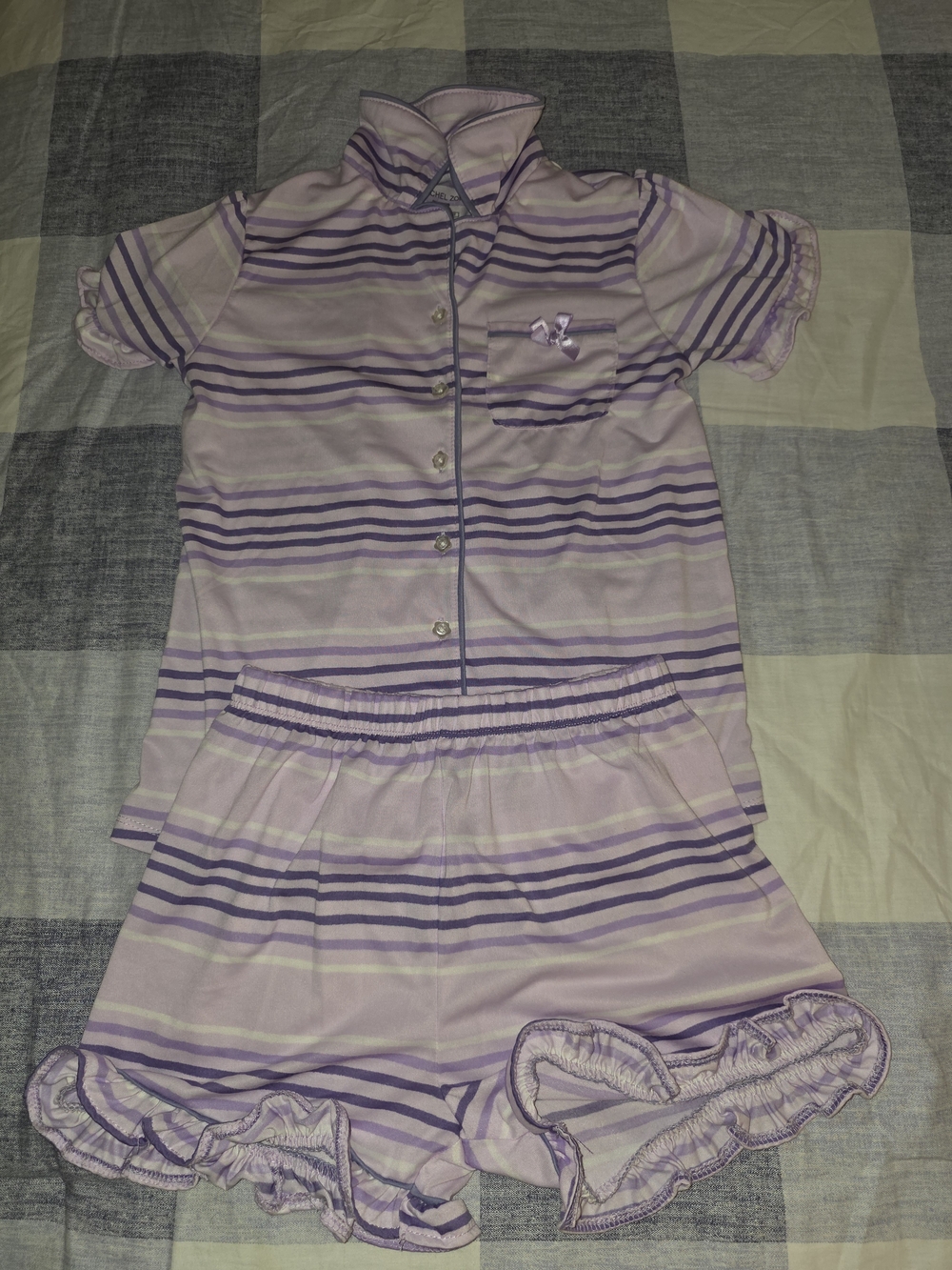Rachel Zoe Lilac and Purple Striped Short Pajama Set Sz 8 EUC